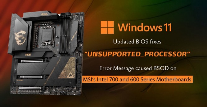 حل مشکل خطای UNSUPPORTED_PROCESSOR توسط MSI با اپدیت بایوس