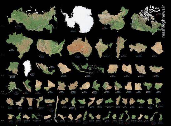 مقایسه مساحت کشورهای دنیا در یک نگاه