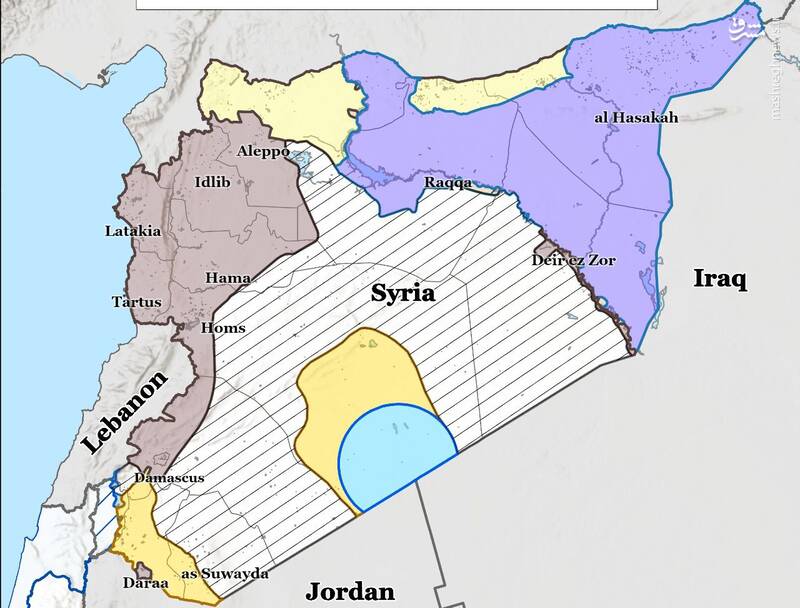 نگاهی به نقشه امروز سوریه و مناطقی که تحت کنترل گروه‌های مختلف است!